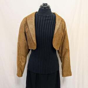 Pelle Studio Vintage gold metallic leather bolero jacket, size M
